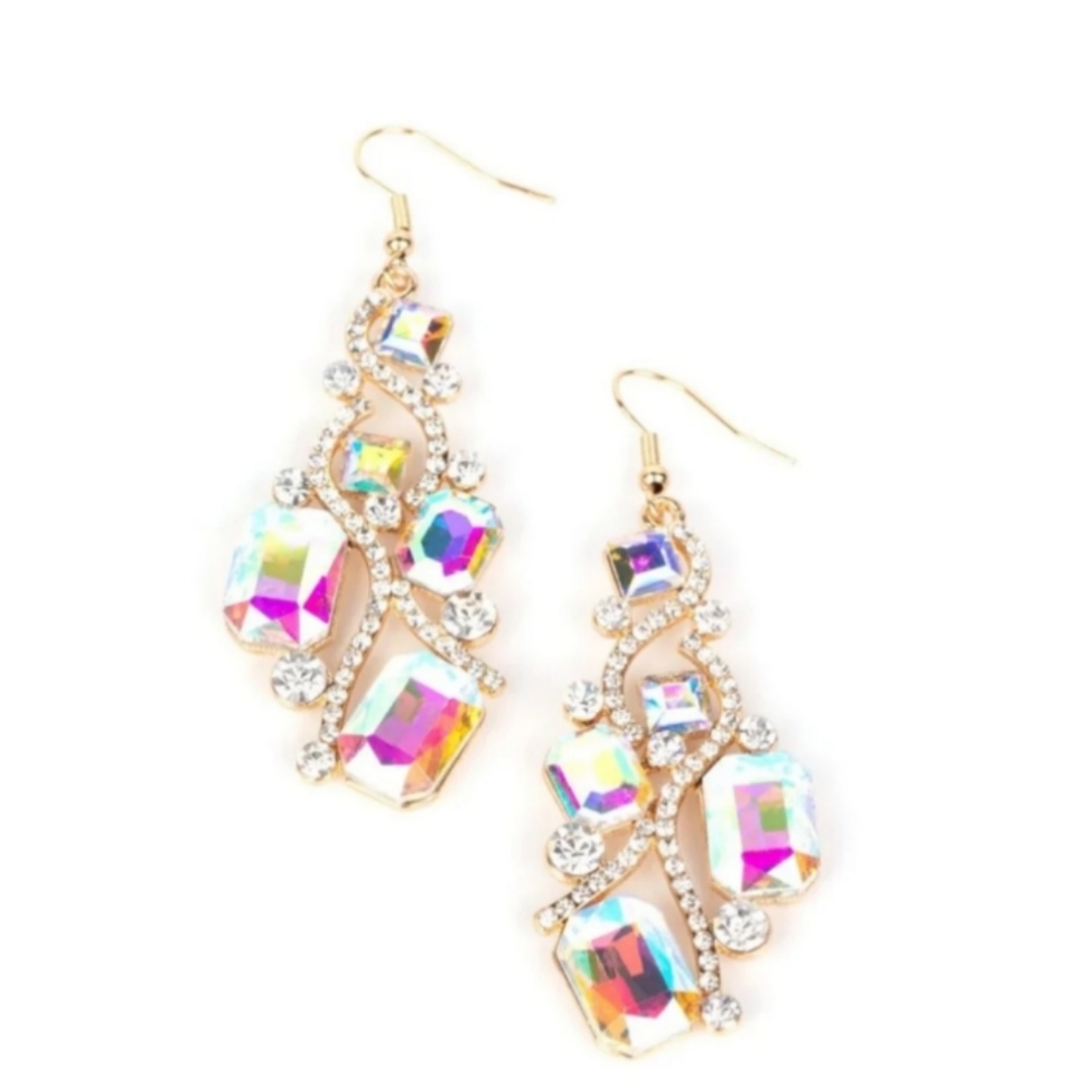 Gold multi color earrings